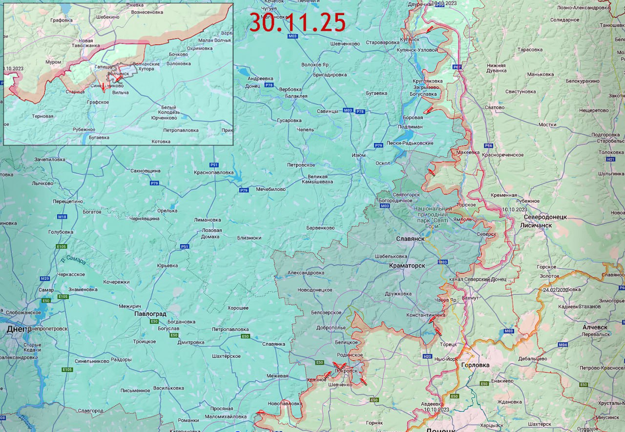 По ситуации на участках фронта ( данные от @creamy_caprice)