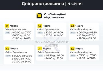 Днепропетровская область, график отключения электроэнергии